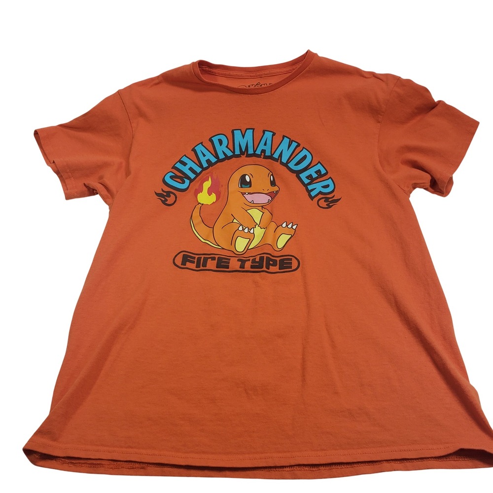 Pokemon Mens Charmander‎ Fire Type Graphic T-Shirt Large Orange
